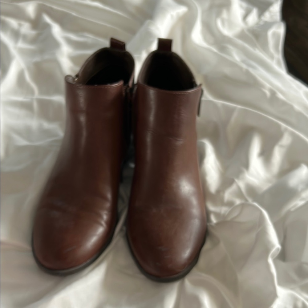 Brown Heeled Boots with Elastic Panels